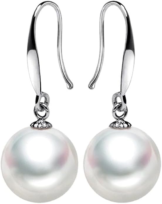 Freshwater Cultured Pearl Earrings-Gifts for Women-Gift for Wife Wedding Birthday Anniversary-Mom Her Mothers Day Valentines Day Christmas-18K Gold Plated Sterling Silver Pearl Dangle Earring Fine Jewelry