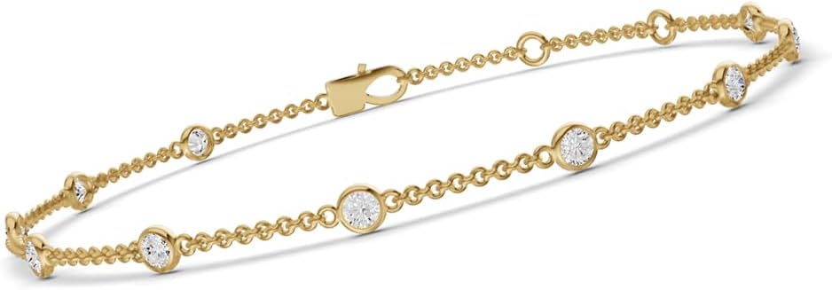 TimeLess Classics Women's Bracelet - Bezel Set Lab Grown Diamond Station Bracelet in 14K Yellow Gold - 0.50 Carat TW