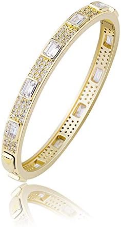 14K Gold Over S925 7mm Densely Set Emerald Cut Mossanite Jewelry, Hip-Hop Style Bracelet, Unparalleled Brilliance for Every Occasion