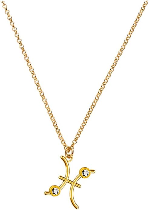 OAK & LUNA - Zodiac Sing Necklace – Moissanite Star Sign Pendant on 18" Rolo Chain – Available in 18K Gold Vermeil or Sterling Silver