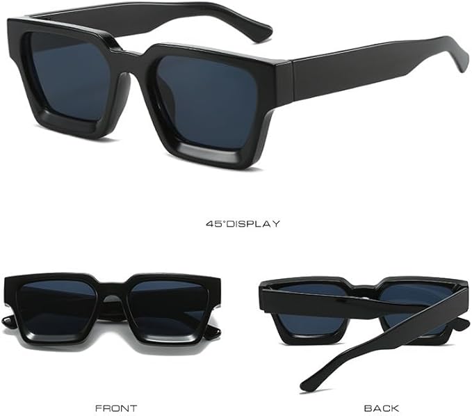 Retro Square Frame Sunglasses for Women Men Fashion Chunky Rectangle Sun Glasses UV400 Protection