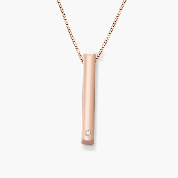 OAK & LUNA - Personalized Pillar Bar Necklace with Diamond Options - Custom Inscription Engraved Pendant - Up to 4 Names - Jewelry Gift for Women, Her, Mother For Mother's Day, Christmas