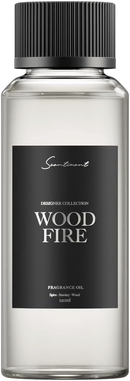 Scentiment Diffuser Oil - Wood Fire Designer Collection | Aromatherapy Home Fragrance | Luxurious Scent with Notes of Slightly Spicy, Smokey, Wood (120 mL)