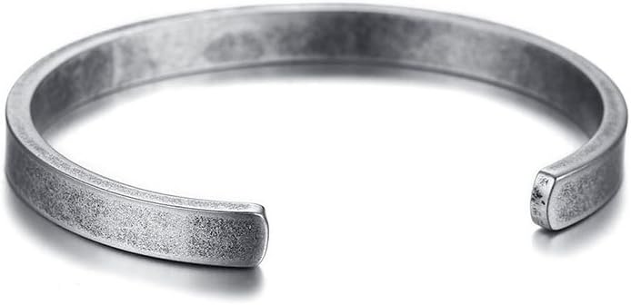 MEALGUET Stainless Steel Mens Cuff Bracelet : Minimal Cool Silver/Black/Gold Plated Open Metal Cuff Bangle Bracelets for Men,Mens Bracelet Jewelry Gift