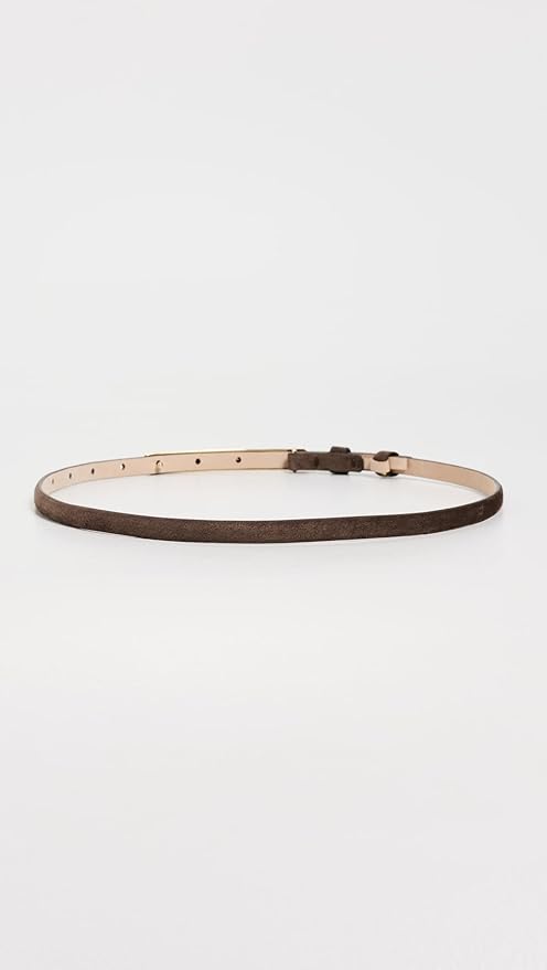 LELET NY Women's Glossy Bar Skinny Suede Belt