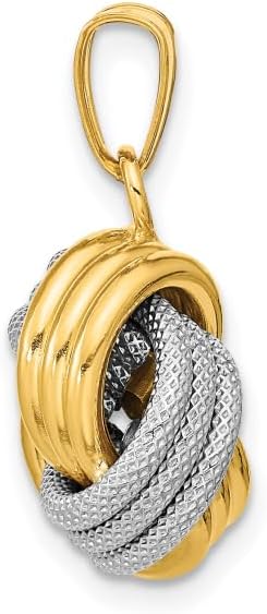 IceCarats 14K Solid Two Tone Gold Love Knot Necklace Chain Pendant Charm