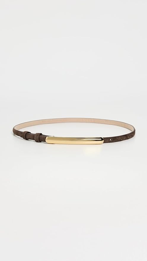 LELET NY Women's Glossy Bar Skinny Suede Belt