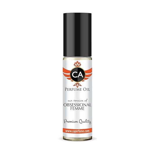 CA Perfume Impression of Obsessional Femme For Women Replica Fragrance Body Oil Dupes Alcohol-Free Essential Aromatherapy Sample Travel Size Concentrated Long Lasting Roll-On 0.3 Fl Oz/10ml