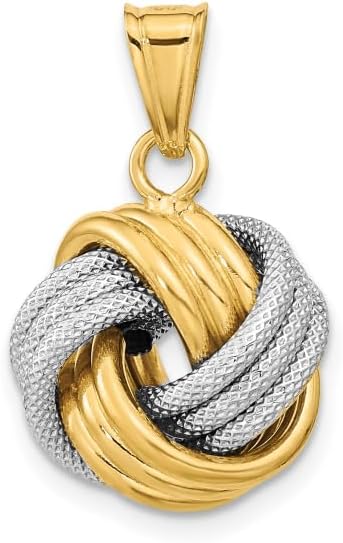 IceCarats 14K Solid Two Tone Gold Love Knot Necklace Chain Pendant Charm