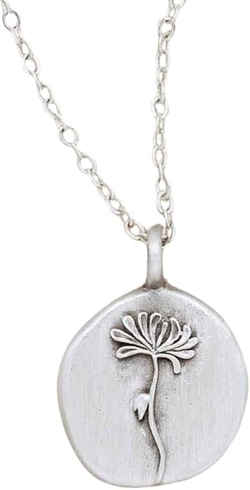 LISA LEONARD DESIGNS Pewter Birth Flower Pendant Necklace Minimalist Jewelry Necklaces For Women Gift For Her Dainty Necklaces