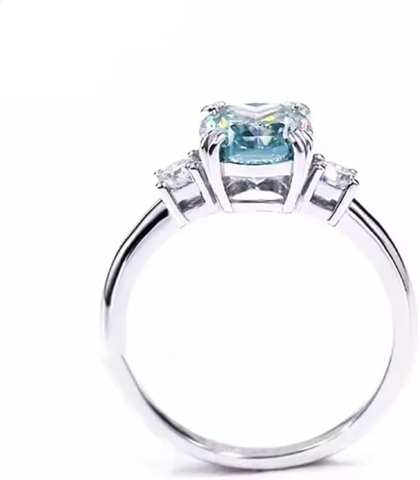 REAL-GEMS 3.20 Ct Certified Blue Diamond Solitaire Engagement Ring 14k White Gold Prong Setting Luxury Jewelry for Women