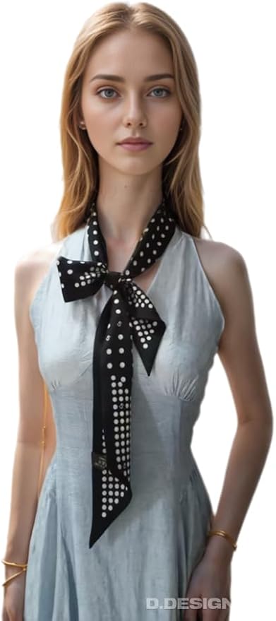 100% Mulberry Silk Ribbon Scarf for Hair Beach Head Wraps for Women Handbag accessories Necktie