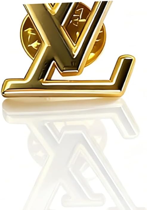 Gold Luxury Designer Inspired Monogram Logo Brooch Pin, Fashion Accessory Jewelry