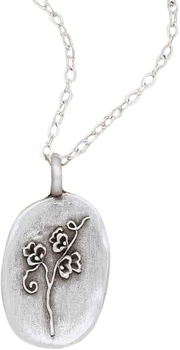 LISA LEONARD DESIGNS Pewter Birth Flower Pendant Necklace Minimalist Jewelry Necklaces For Women Gift For Her Dainty Necklaces