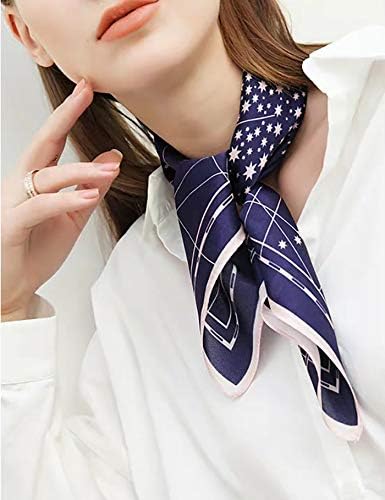 ANDANTINO 100% Real Mulberry Silk Scarf -21'' x 21''- Lightweight Neckerchief –Women Men Small Square Digital Printed Scarves