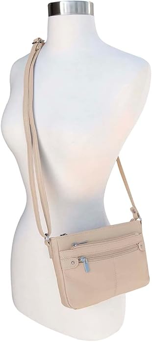 Cowhide Leather Women's Shoulder Purse Small Cross Body Organizer Bag with Many Pockets