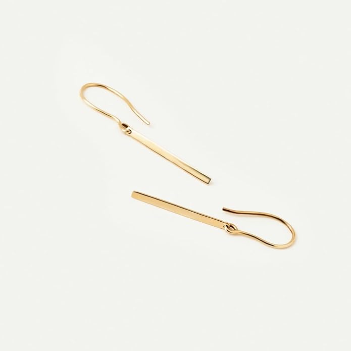 GELIN 14K Solid Gold Bar Earrings for Women | Dainty Gold Stud Earrings | Minimalist Jewelry Gift
