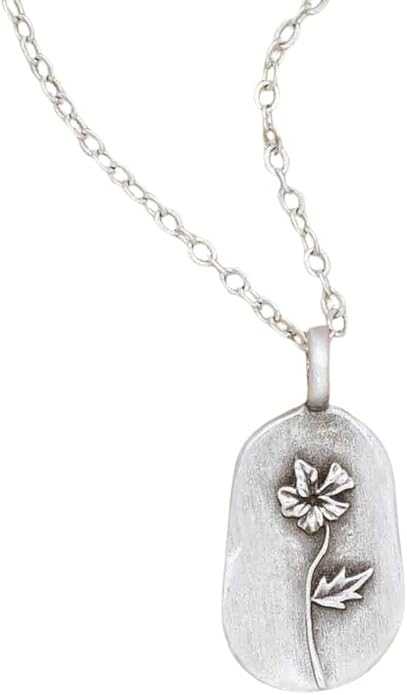 LISA LEONARD DESIGNS Pewter Birth Flower Pendant Necklace Minimalist Jewelry Necklaces For Women Gift For Her Dainty Necklaces