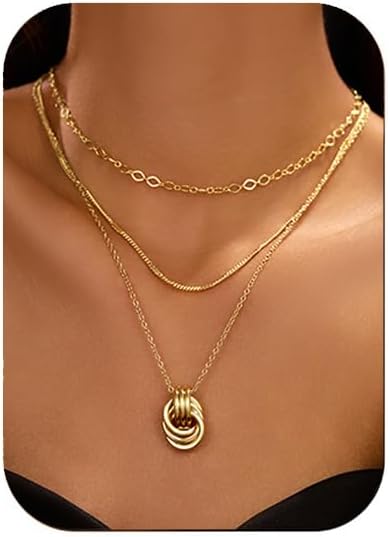 Gold Knot Pendant Necklace for Women Gold Statement Geometric Necklace Dainty Link Choker Necklace Trendy Jewelry Accessories