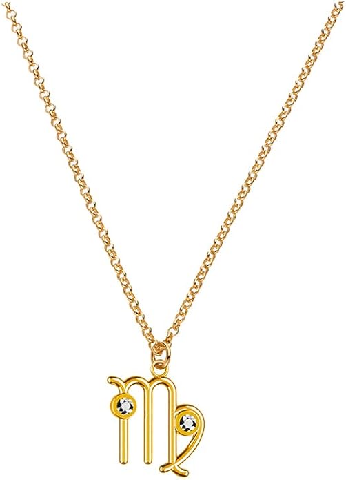 OAK & LUNA - Zodiac Sing Necklace – Moissanite Star Sign Pendant on 18" Rolo Chain – Available in 18K Gold Vermeil or Sterling Silver