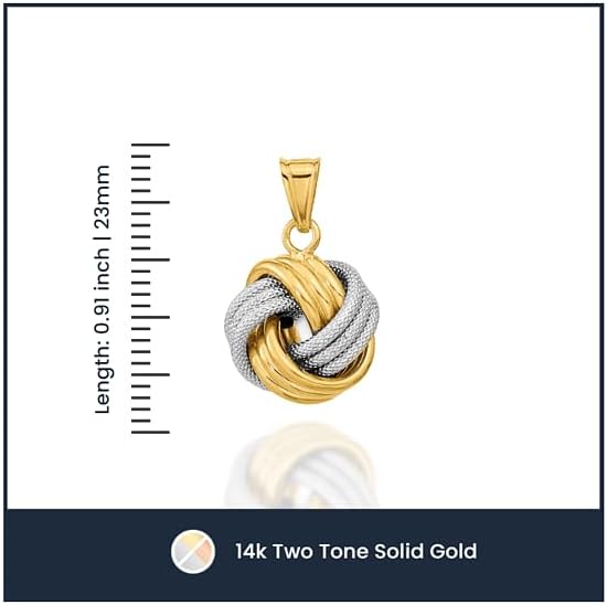 IceCarats 14K Solid Two Tone Gold Love Knot Necklace Chain Pendant Charm