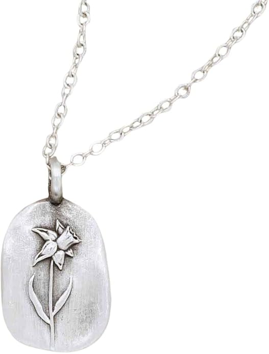 LISA LEONARD DESIGNS Pewter Birth Flower Pendant Necklace Minimalist Jewelry Necklaces For Women Gift For Her Dainty Necklaces