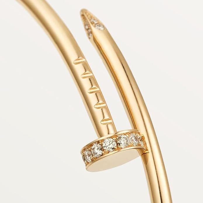 18K Gold Plated Nail Bracelet for Women & Men, Classic Open Cuff Bangle, Adjustable Stainless Steel Fashion Bracelet, Minimalist Unisex Jewelry Gift for Birthday Anniversary-