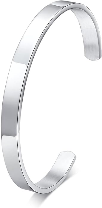 MEALGUET Stainless Steel Mens Cuff Bracelet : Minimal Cool Silver/Black/Gold Plated Open Metal Cuff Bangle Bracelets for Men,Mens Bracelet Jewelry Gift