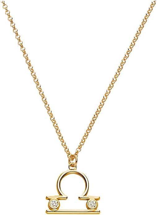 OAK & LUNA - Zodiac Sing Necklace – Moissanite Star Sign Pendant on 18" Rolo Chain – Available in 18K Gold Vermeil or Sterling Silver