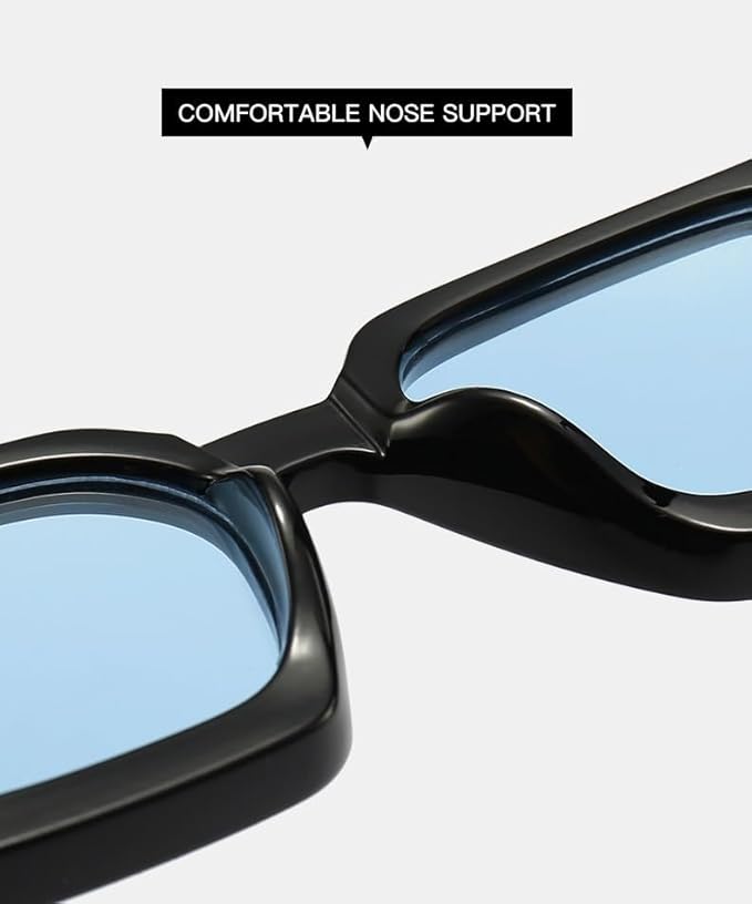 Retro Square Frame Sunglasses for Women Men Fashion Chunky Rectangle Sun Glasses UV400 Protection