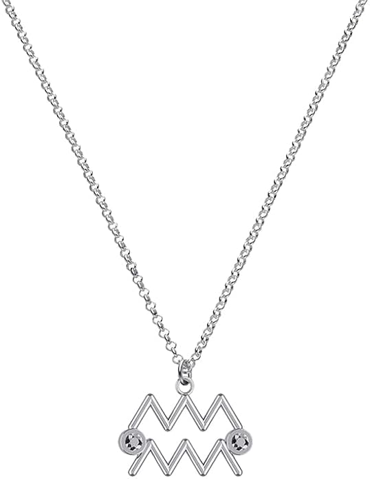 OAK & LUNA - Zodiac Sing Necklace – Moissanite Star Sign Pendant on 18" Rolo Chain – Available in 18K Gold Vermeil or Sterling Silver