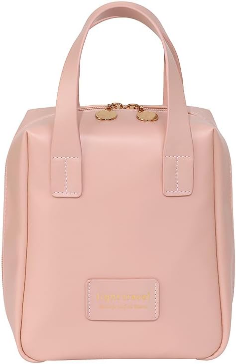 coldchill Travel Makeup Bag, Large Capacity Cosmetic Bags, Waterproof Portable Pouch, Open Flat Toiletry Bag Make up Organizer with Divider and Handle for Women and Girls (Pink)