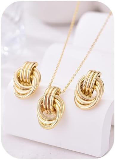 Gold Knot Pendant Necklace for Women Gold Statement Geometric Necklace Dainty Link Choker Necklace Trendy Jewelry Accessories