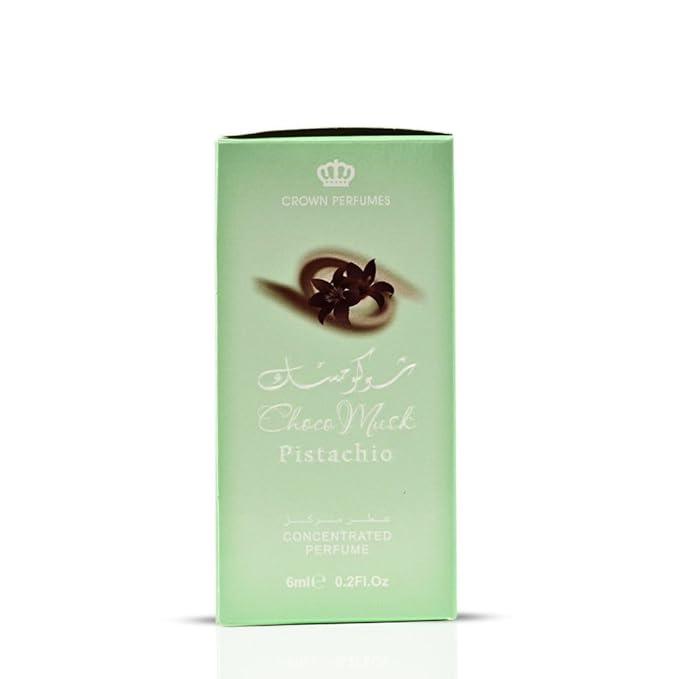 Al-Rehab Choco Musk Pistachio Perfume Oil Roll-On - 6ml (0.2 oz) | Nutty Gourmand Fragrance with Pistachio, Chocolate & Vanilla | Sweet, Creamy & Addictive | Long-Lasting Scent for Women & Men