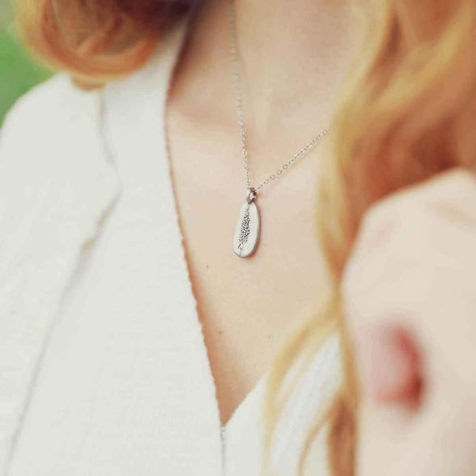 LISA LEONARD DESIGNS Pewter Birth Flower Pendant Necklace Minimalist Jewelry Necklaces For Women Gift For Her Dainty Necklaces