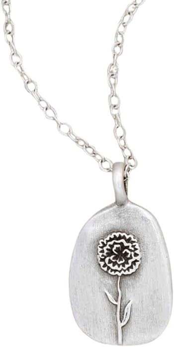 LISA LEONARD DESIGNS Pewter Birth Flower Pendant Necklace Minimalist Jewelry Necklaces For Women Gift For Her Dainty Necklaces