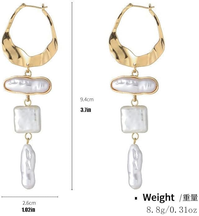 Statement Pearl Dangle Earrings,Gold and Large Pearl,Luxury Chandelier Organic Style Earrings