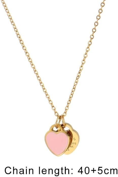 925 Sterling Silver Double Heart Necklace - Two Hearted Necklace With Chain - 14K Yellow Gold Double Hearts Pendant Necklace - Two Hearts