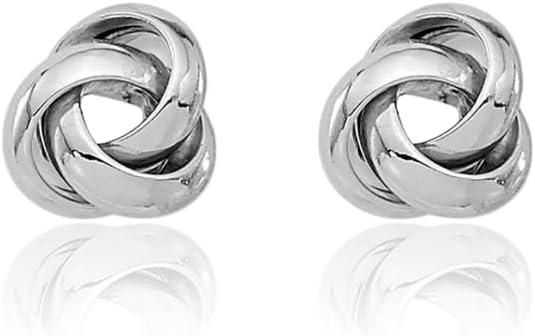 14K White Gold Love Knot Stud Earrings Ball Button Style 4.5mm Polished Hypoallergenic Fine Jewelry Classic Minimalist For Women Gift