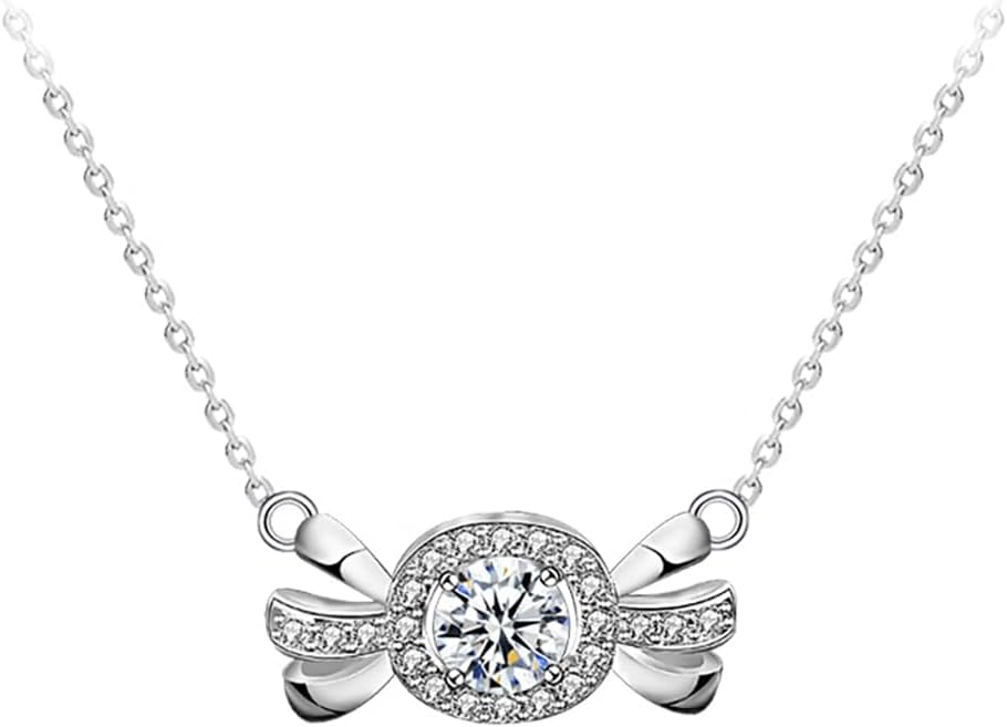 10K/14K/18k Gold Minimalist Candy Shaped Diamond Pendant Necklace, 0.5 Carat D-Color VVS1, Unique and Solitaire Diamond Necklace for Women