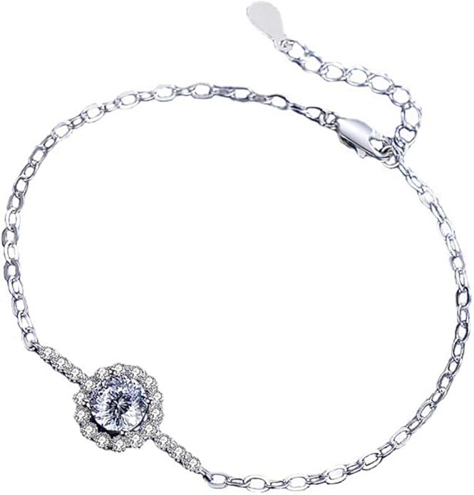 14K Gold Over S925 Sterling Silver Round Cut Women's Bracelet, 1ct D-color VVS2 Diamond Meteor Bubble Bracelets, Jewelry Piece for Everyday Wear, Valentines Day Gifts for Her