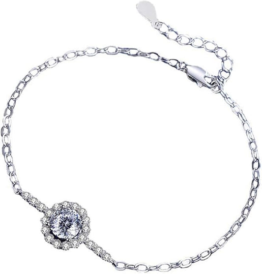 14K Gold Over S925 Sterling Silver Round Cut Women's Bracelet, 1ct D-color VVS2 Diamond Meteor Bubble Bracelets, Jewelry Piece for Everyday Wear, Valentines Day Gifts for Her