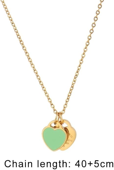 925 Sterling Silver Double Heart Necklace - Two Hearted Necklace With Chain - 14K Yellow Gold Double Hearts Pendant Necklace - Two Hearts