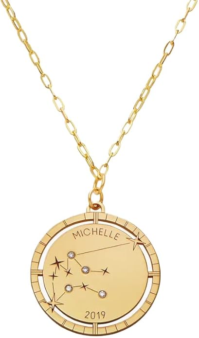 OAK & LUNA - Personalized Engraved Constellation Necklace with Diamond - Designer Gift for Her, Women, Mom - Custom Dainty Jewelry for Christmas, Mother's Day, Birthday