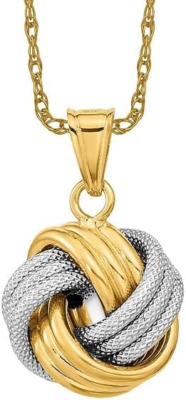 IceCarats 14K Solid Two Tone Gold Love Knot Necklace Chain Pendant Charm