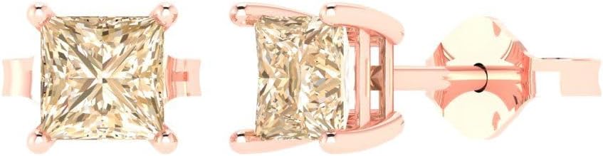 14K Rose Gold Natural Morganite Stud Earrings with Push back - Hypoallergenic, 1.5 cttw - Minimalist Women's Fine Jewelry