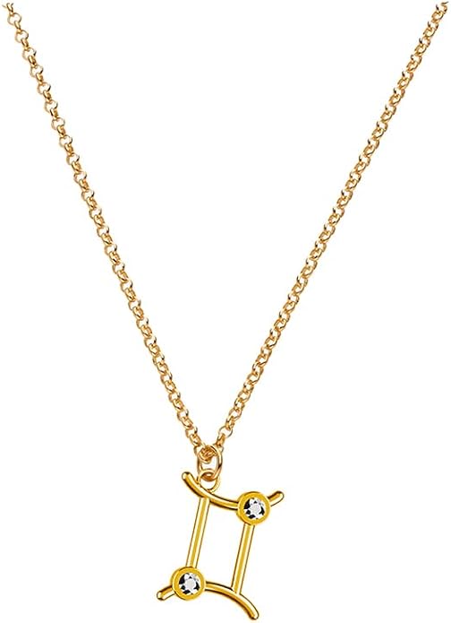 OAK & LUNA - Zodiac Sing Necklace – Moissanite Star Sign Pendant on 18" Rolo Chain – Available in 18K Gold Vermeil or Sterling Silver