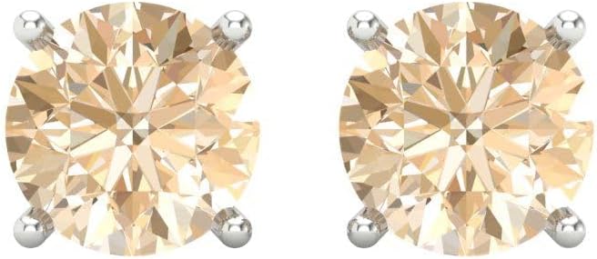 14K White Gold Natural Morganite Stud Earrings with Screw back - Hypoallergenic, 4 cttw - Minimalist Women's Fine Jewelry