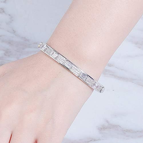 14K Gold Over S925 7mm Densely Set Emerald Cut Mossanite Jewelry, Hip-Hop Style Bracelet, Unparalleled Brilliance for Every Occasion