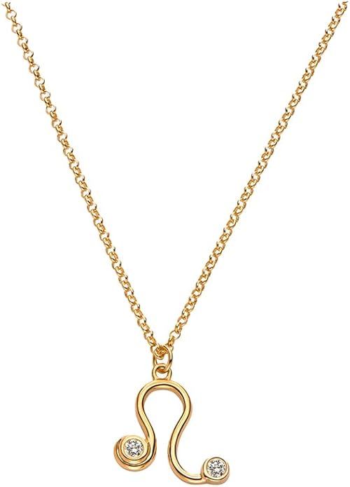 OAK & LUNA - Zodiac Sing Necklace – Moissanite Star Sign Pendant on 18" Rolo Chain – Available in 18K Gold Vermeil or Sterling Silver